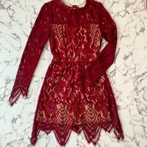 love, Fire fit and flare lace detail dress